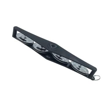 Imagem de TUOREN Chaveiro de percussão Pandeiro com 4 jingles de aço, tamborim de dedo de plástico para bateristas, ensaio de músicos de banda, shows acústicos, gravação de estúdio preto