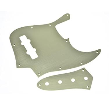 Imagem de Dopro Alumínio anodizado 10 furos 4 cordas Jazz J Bass Pickguard Metal JB placa de controle e parafusos para americano/mexicano FD Jazz Bass Gold