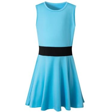 Imagem de PROMOTED TO BIG SISTER Mini fantasia feminina de Halloween, uma peça, comprimento até o joelho, vestido sem mangas, Azul, GG