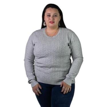 Imagem de Suéter Feminino City Lady by Facinelli Plus Size 658108 Cinza-Feminino