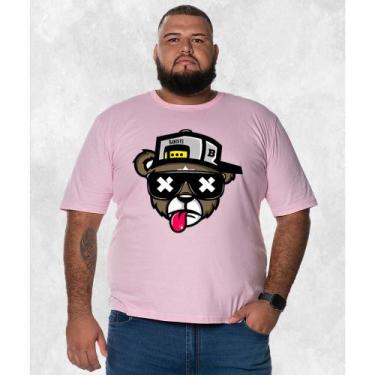 Imagem de Camiseta Estampada Tamanho Grande Plus Size Urso Boné Bolado - Hs, Ros