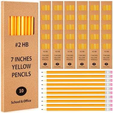 Imagem de Geyoga 30 pacotes de 300 lápis pré-afiados nº 2 com borrachas superiores em madeira nº 2 HB lápis em forma de triângulo para crianças, material escolar, professor, sala de aula, escritório (cor