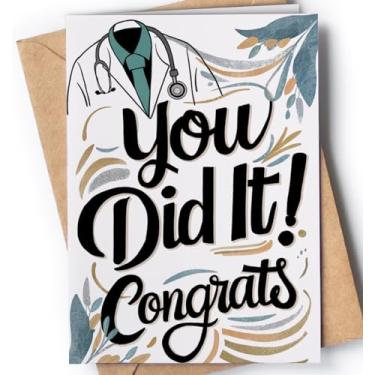 Imagem de Cartão de formatura de doutorado - Congratulations Phd Graduation Card for Women or Men - Congrats White Coat Ceremony Grad Cards for her, him - Proud of You Medical Student, New Dr - Future Doctor