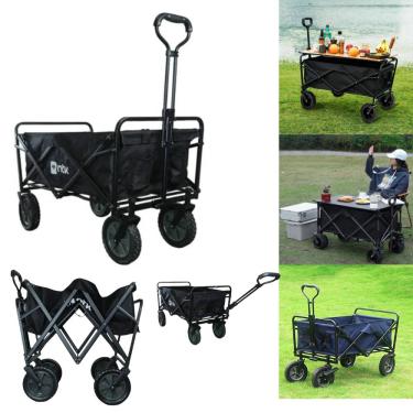Imagem de Carrinho De Mão De Carga Dobrável Articulado Wagon Aço Transporte Suporta Atè 80kg 4 Rodas