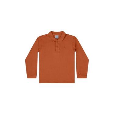 Imagem de Camisa Polo Manga Longa Básica para Menino Quimby, Laranja, 14