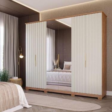 Imagem de Guarda-Roupa Casal 6 Portas com Pés e Espelho 242,5cm 100% MDF Vittori