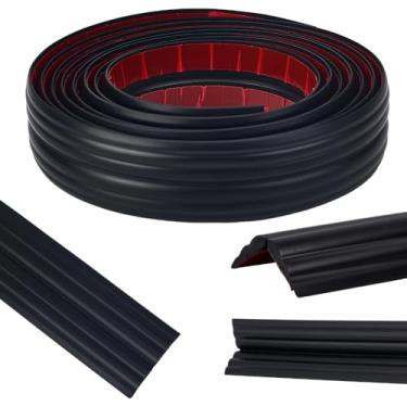 Imagem de CRASPIRE Faixa de transição de piso tiras de cobertura de piso preto 1,2 m autoadesivo transições de piso laminado 4 cm de largura vinil divisor plano guarnição para tapete limite grão