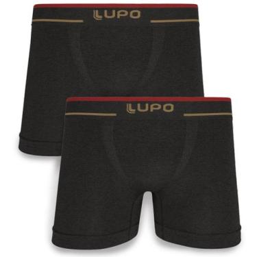 Imagem de Kit 2 Cuecas Boxer Lupo Microfibra Sem Costura - Preto e Vinho, M