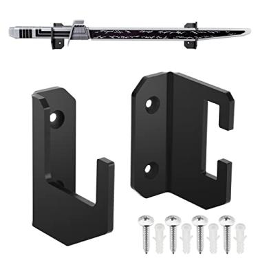 Imagem de Cosmos Par De Suporte Parede Para Sabre Escuro, Acrílico Exibição Espada Luz Preto Horizontal E Arma Arte Marcial (Cor Sólida)