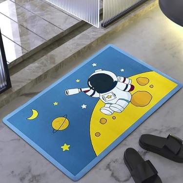 Imagem de Tapete De Banheiro Quadrado Absorve Água Antiderrapante Secagem Rápida 38x58cm (ASTRONAUTA)