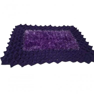 Imagem de Tapete De Crochê Luxo Roxo Artesanal