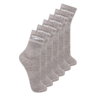 Imagem de Kit com 6 Pares de Meias Esportiva Cano Médio Speedo 8030, Cinza, 39-4