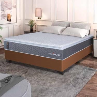 Imagem de Conjunto Box Marrom Argel Cinza Espuma D33 Casal 138x188x67 - King House