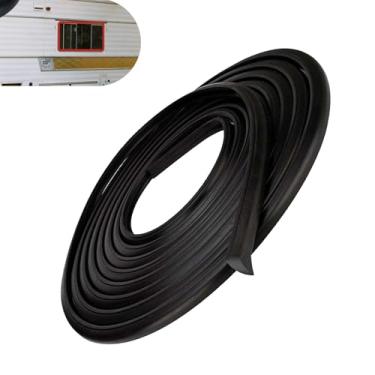 Imagem de MOXRUQ Vedação de janela externa para trailer, decapagem climática de porta de trailer, tira de vedação de borracha para janela RV de 3 m de comprimento, borda de vidro de janela de carro, ruído de