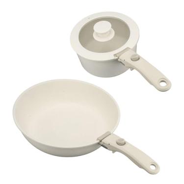 Imagem de Conjunto de panelas e frigideiras antiaderentes Topyond com alça removível, conjunto de panelas de cerâmica de pedra, panelas de cozinha com alça removível para fogões de indução
