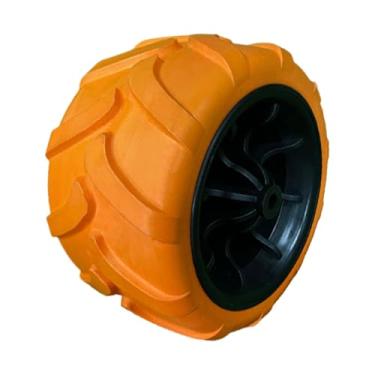 Imagem de IEUDNS Substituição de alta performance para serviço pesado, substituição de rodas giratórias de PU sólido profissional, carrinho de acampamento dobrável, Laranja Preto
