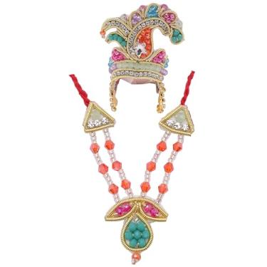 Imagem de Aditri Creation Conjunto decorativo Mala Mukut para Deusa Deus Ganesh/Laddu Gopal/Devi Maa/Radha Krishna Haar Sringar Conjunto Joias de Deidades para o Festival Indiano Janmashtami (Tamanho: - 2 Nº
