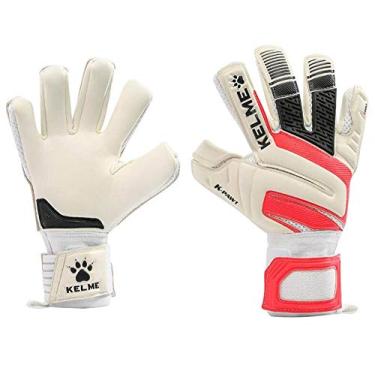 Imagem de Luvas de goleiro de futebol Kelme – para uso interno e externo – luvas de treino, combinação e goleiro profissional para adultos e crianças com proteção de dedo, White/Red, Size 8 (Youth-Teen)