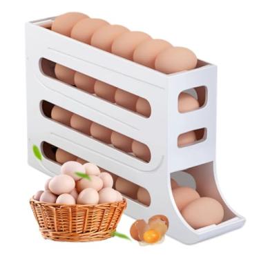 Imagem de Organizador de Ovos para Geladeira, 4 Andares, Organizador com Rolamento Automático para Ovos