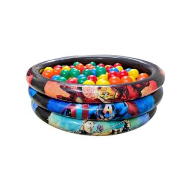 Imagem de Pensou Comprou Piscina Infantil Inflável 100 Litros Com 50 Bolinhas Coloridas Material Resistente Atóxico Segura Crianças Quintal Varanda Casa Quintal Praia Interno Externo (Vingadores)