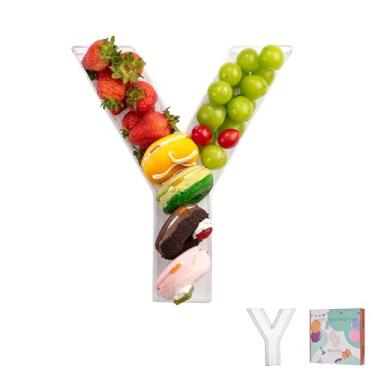 Imagem de Bandeja de charcutaria de acrílico com letras e números de 28 cm – Caixa de alfabeto reutilizável preenchível para doces, lanches, cupcakes – Travessa de servir para aniversário, casamento, festa de