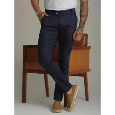 Imagem de Calça Alfaiataria Masculina Skinny Casual Esporte Fino  Azul Marinho -