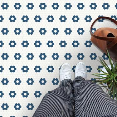 Imagem de MORCART Pacote com 40 azulejos destacáveis e colados, piso de vinil removível, impermeável, 20 x 20 cm, piso faça você mesmo para banheiro, cozinha, lareira, casa de animais de estimação, escadas