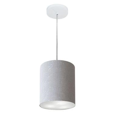 Imagem de Lustre Pendente Cilíndrico Vivare Md-4012 Cúpula em Tecido 18x25cm - Bivolt