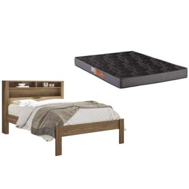 Imagem de Colchão Casal Espuma D23 Pérola + Cama Invicta Jatobá - Santos Andirá