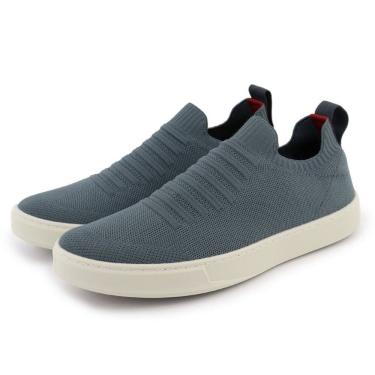 Imagem de Tenis Calce Facil Knit Meia Tecido Masculino Leve Casual Sola Reta de Borracha Moderno Resistente