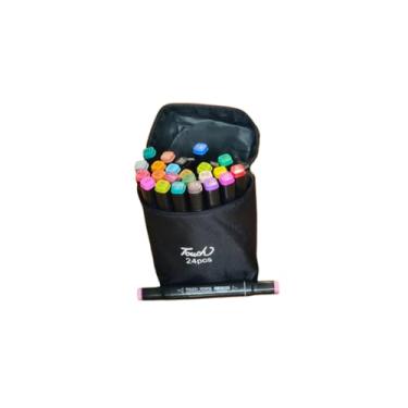 Imagem de Kit Canetas Touch Ponta Dupla 24 Cores – Estojo Incluso Canetinha Profissional para Colorir Desenho Boobie Goods, Lettering e Desenho Artístico – Cores Vibrantes com Ponta Fina e Grossa