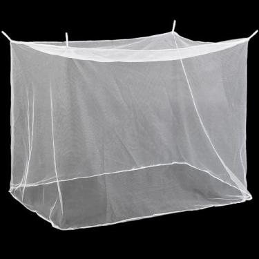 Imagem de Mindsoft Mosquiteiro de 4 cantos para mosquiteiros para camas, rede de dossel de cama, cortinas retangulares para cama, acampamento, casa, viagens ao ar livre (branco, C 192 x L 199 x A 174 cm, sem