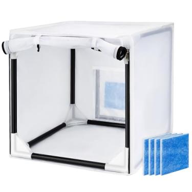 Imagem de Cabine de pulverizador de tinta para aerógrafo, com filtro e cortina de 38 cm, ferramenta para projetos DIY, branca (76 cm)