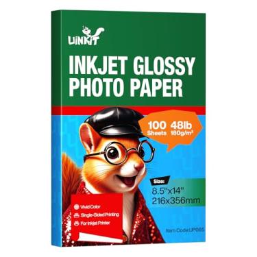 Imagem de Uinkit Papel fotográfico brilhante para jato de tinta, tamanho ofício, 21,8 kg, 180 gsm, 100 folhas - qualidade fotográfica profissional, compatível com impressoras jato de tinta de tinta, acabamento