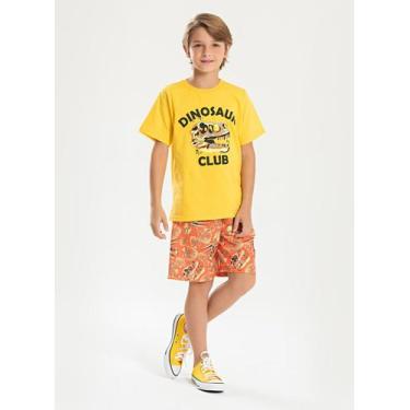 Imagem de Conjunto Verão Menino Amarelo Camiseta e Bermuda Com Cadarço Clube do 