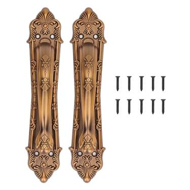 Imagem de Aramox Alças de Tração de Porta Deslizante de Celeiro, Design Rústico para Portas de Madeira Alça de Bronze de Liga de Alumínio Com Parafusos para Móveis de Galpão de Garagem