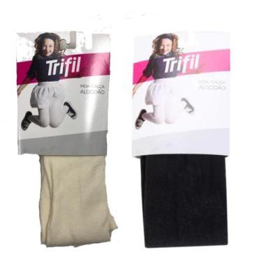 Imagem de Meia calça algodão trifil  preta e bege  tam. P