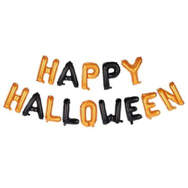 Imagem de Banner Balões Happy Halloween, Balões Filme de Alumínio Laranja e Preto Suprimentos para Decoração Festas de Halloween para Celebrações Temáticas