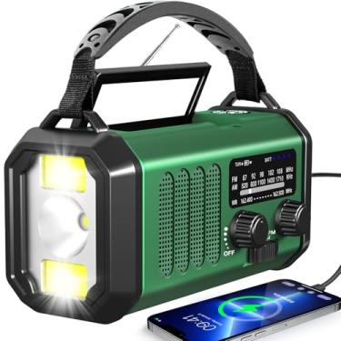 Imagem de TFTDOUP Rádio de emergência com manivela solar, rádio meteorológico AM/FM/NOAA embutido 20000 mAh alimentado por bateria, carregador tipo C, lanterna, luz de leitura, SOS, compacto e portátil para