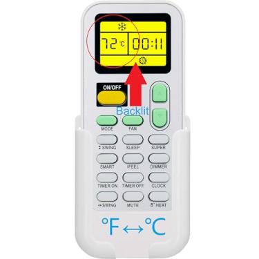 Imagem de Substituição para controle remoto Air Con Air-Con Hisense DG11J1-72, com retroiluminado, suporte de montagem na parede