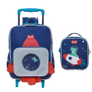 Imagem de Kit Mochila Carrinho Lancheira Kouii Pacific Nauta Azul