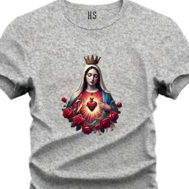 Imagem de Camiseta Estampada Nossa Senhora Aparecida Do P ao Pluz - Hs, Cinza, G