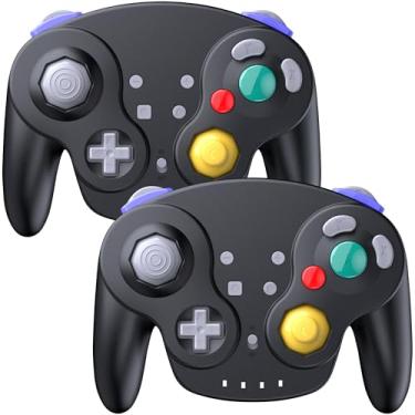 Imagem de 2 Pack Wireless GameCube Style Controller for Switch/Lite/Switch Online, NGC Style Pro Controller Compatible with PC/Steam - (Rechargeable) (Built-in Rumble) (NFC)- Black