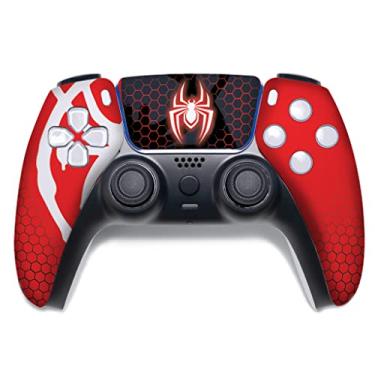 Imagem de Spider_Man Morales Custom PS-5 Controller Wireless compatible with Play-Station 5 Console by BCB Controllers | Proudly Customized in USA with Permanent HYDRO-DIP Printing (NOT JUST A SKIN) (MODDED)