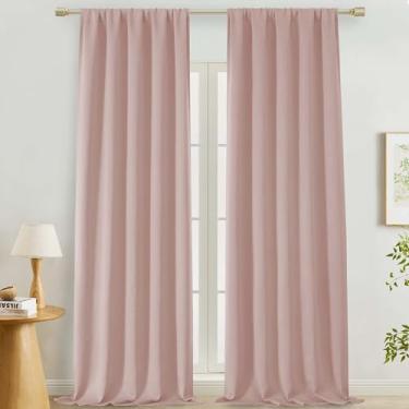 Imagem de Lecloud Cortinas de escurecimento de ambiente rosa blush 2 painéis de 2 painéis, cortinas de janela com isolamento térmico, cortinas rosa para pátio, sala de estar, janelas grandes, 127 cm L x 274 cm