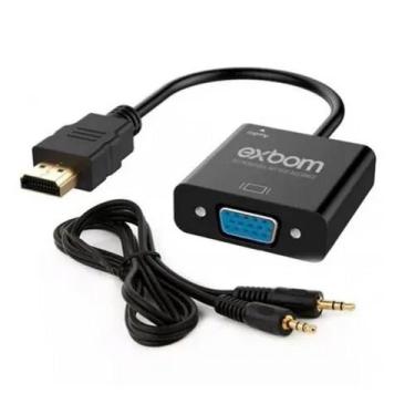 Imagem de Cabo Adaptador Conversor Hdmi Para Vga Com Audio P2 Tv Pc Video Game E