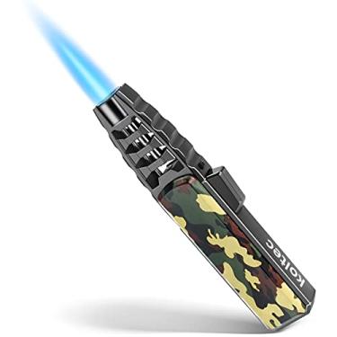 Imagem de KOLTEC Tocha de butano, isqueiro de cozinha ao ar livre, à prova de vento, recarregável, ajustável, acendedor de butano de cozinha com segurança e trava de incêndio, pacote de caixa de presente (gás