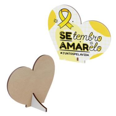 Imagem de Kit 20 Lembrancinhas MDF Coração Campanha Setembro Amarelo - Dk Decor,