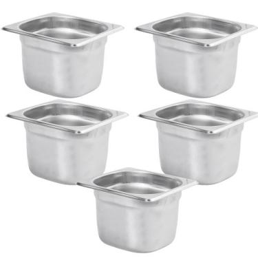 Imagem de Kit Cinco Cubas Gastronomica Padrão Gn 1/6 150mm Inox sem Alça Weck