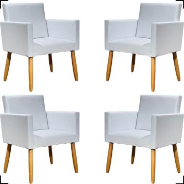 Imagem de Kit 4 Poltronas Decorativa Para Sala Recepção Consultório Nina Corino Cores Pé Palito 30 Cm Castanho